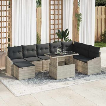 vidaXL Set de canapele pentru grădină 9 pcs Gri deschis și gri închis