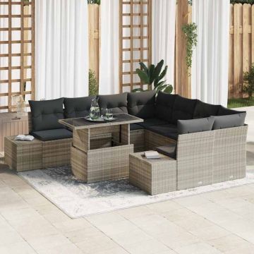 vidaXL Set de canapele pentru grădină 9 pcs Gri deschis și gri închis