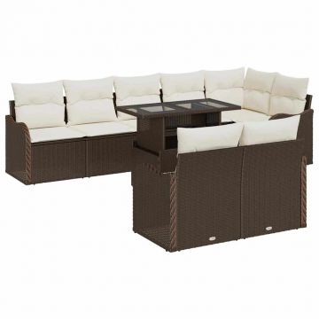 vidaXL Set de canapele pentru grădină 9 pcs Maro 100 x 55 x 73 cm
