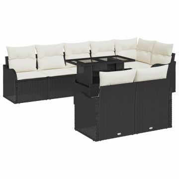 vidaXL Set de canapele pentru grădină 9 pcs Negru 100 x 55 x 73 cm