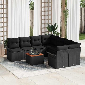vidaXL Set de canapele pentru grădină 9 pcs Negru 55 x 55 x 37 cm