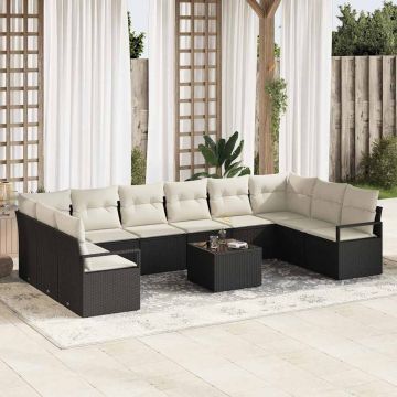 vidaXL Set de canapele pentru grădină cu pernă 11 pcs Maro și Crem