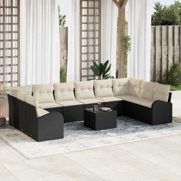 vidaXL Set de canapele pentru grădină cu pernă 11 pcs Maro și Crem
