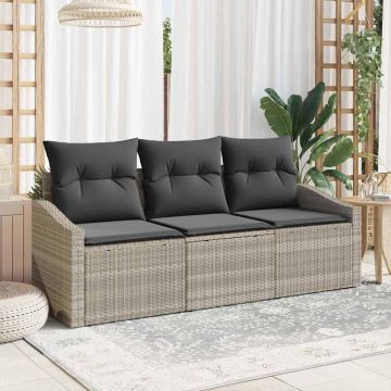 vidaXL Set de canapele pentru grădină cu pernă 3 pcs Gri deschis