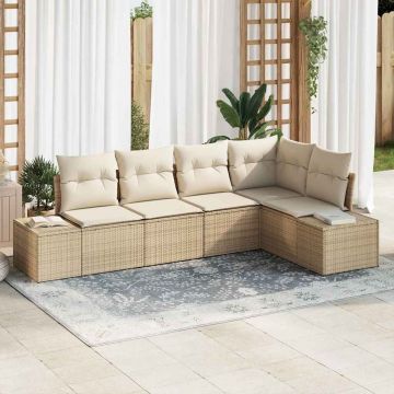 vidaXL Set de canapele pentru grădină cu pernă 5 pcs Bej și crem