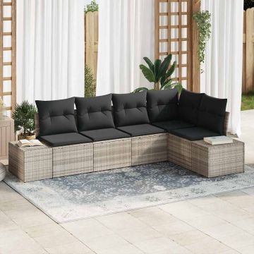 vidaXL Set de canapele pentru grădină cu pernă 5 pcs Gri deschis
