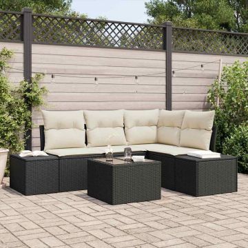 vidaXL Set de canapele pentru grădină cu pernă 5 pcs Maro și Crem