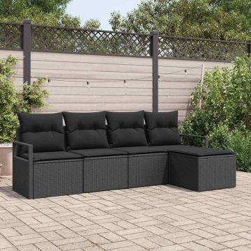 vidaXL Set de canapele pentru grădină cu pernă 5 pcs Negru