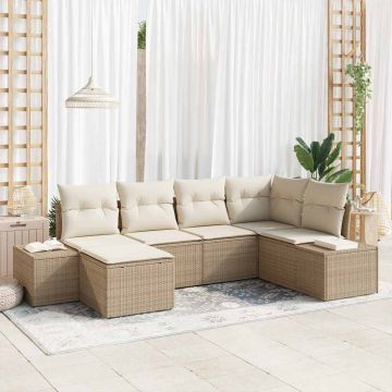 vidaXL Set de canapele pentru grădină cu pernă 6 pcs bej și crem