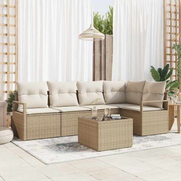vidaXL Set de canapele pentru grădină cu pernă 6 pcs Bej și crem