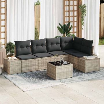 vidaXL Set de canapele pentru grădină cu pernă 6 pcs Gri deschis