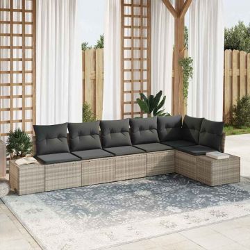 vidaXL Set de canapele pentru grădină cu pernă 6 pcs Gri deschis
