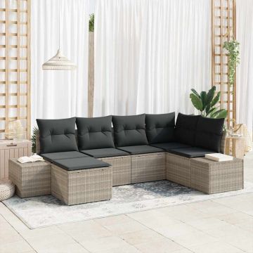 vidaXL Set de canapele pentru grădină cu pernă 6 pcs Gri deschis