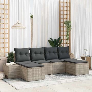 vidaXL Set de canapele pentru grădină cu pernă 6 pcs Gri deschis