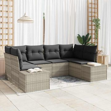 vidaXL Set de canapele pentru grădină cu pernă 6 pcs Gri deschis