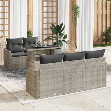 vidaXL Set de canapele pentru grădină cu pernă 6 pcs Gri deschis