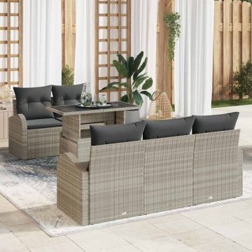 vidaXL Set de canapele pentru grădină cu pernă 6 pcs Gri deschis