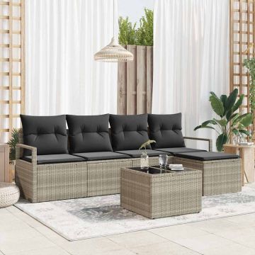 vidaXL Set de canapele pentru grădină cu pernă 6 pcs Gri deschis