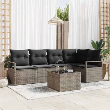 vidaXL Set de canapele pentru grădină cu pernă 6 pcs Gri deschis