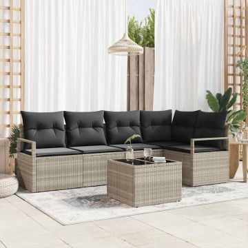 vidaXL Set de canapele pentru grădină cu pernă 6 pcs Gri deschis