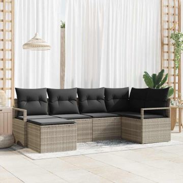 vidaXL Set de canapele pentru grădină cu pernă 6 pcs Gri deschis