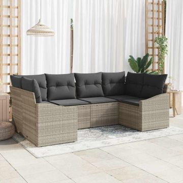 vidaXL Set de canapele pentru grădină cu pernă 6 pcs Gri deschis