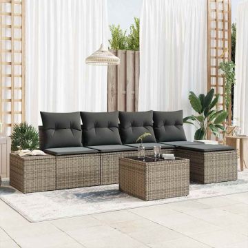 vidaXL Set de canapele pentru grădină cu pernă 6 pcs Gri deschis