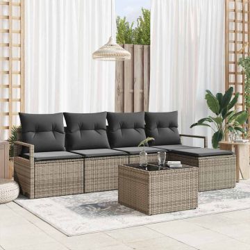 vidaXL Set de canapele pentru grădină cu pernă 6 pcs Gri deschis