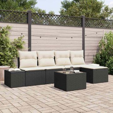 vidaXL Set de canapele pentru grădină cu pernă 6 pcs Maro și Crem