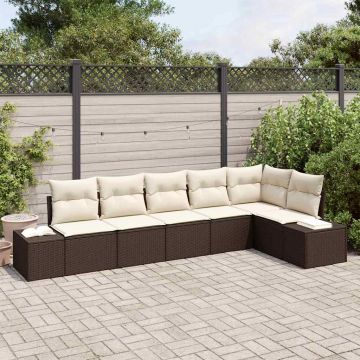 vidaXL Set de canapele pentru grădină cu pernă 6 pcs Maro și Crem