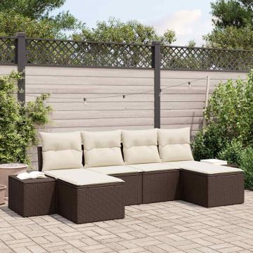 vidaXL Set de canapele pentru grădină cu pernă 6 pcs maro și crem