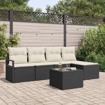 vidaXL Set de canapele pentru grădină cu pernă 6 pcs Maro și Crem
