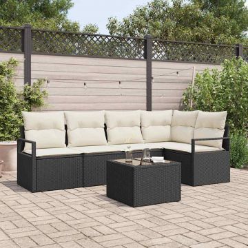vidaXL Set de canapele pentru grădină cu pernă 6 pcs Maro și Crem