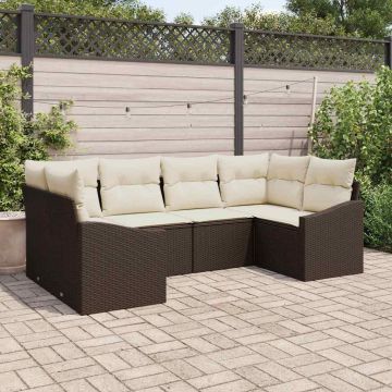 vidaXL Set de canapele pentru grădină cu pernă 6 pcs Maro și Crem