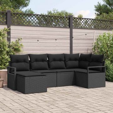 vidaXL Set de canapele pentru grădină cu pernă 6 pcs Negru