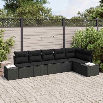 vidaXL Set de canapele pentru grădină cu pernă 6 pcs Negru