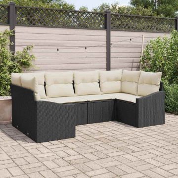 vidaXL Set de canapele pentru grădină cu pernă 6 pcs Negru și Crem