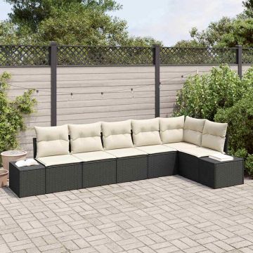 vidaXL Set de canapele pentru grădină cu pernă 6 pcs Negru și Crem