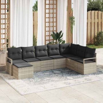 vidaXL Set de canapele pentru grădină cu pernă 7 pcs Gri deschis