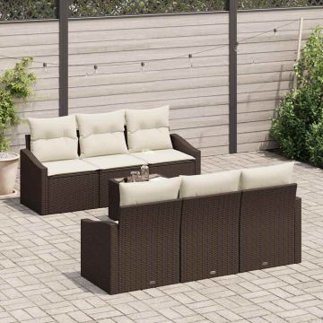 vidaXL Set de canapele pentru grădină cu pernă 7 pcs Maro și Crem