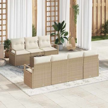 vidaXL Set de canapele pentru grădină cu pernă 8 pcs Bej și crem