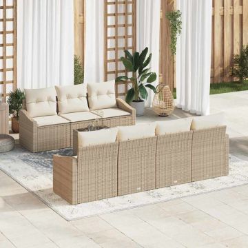 vidaXL Set de canapele pentru grădină cu pernă 8 pcs Bej și crem