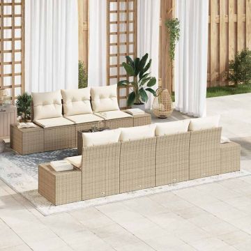 vidaXL Set de canapele pentru grădină cu pernă 8 pcs Bej și crem