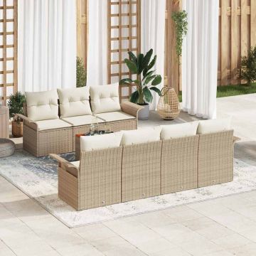 vidaXL Set de canapele pentru grădină cu pernă 8 pcs Bej și crem