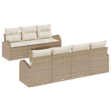 vidaXL Set de canapele pentru grădină cu pernă 8 pcs Bej și crem