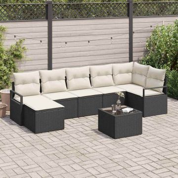 vidaXL Set de canapele pentru grădină cu pernă 8 pcs Maro și Crem