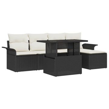 vidaXL Set de canapele pentru grădină cu pernă 8 pcs Negru Rattan poli