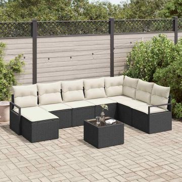 vidaXL Set de canapele pentru grădină cu pernă 9 pcs Maro și Crem
