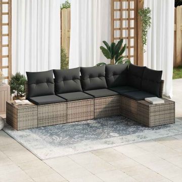 vidaXL Set de canapele pentru grădină cu pernă cu depozitare 5 pcs Gri
