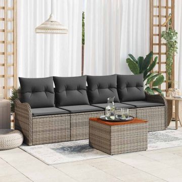 vidaXL Set de canapele pentru grădină cu pernă cu depozitare 5 pcs Gri